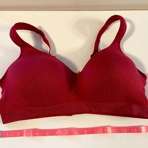 Breezies Bra Wirefree Smooth 42B Lightly Padded Stripped Red shimmer